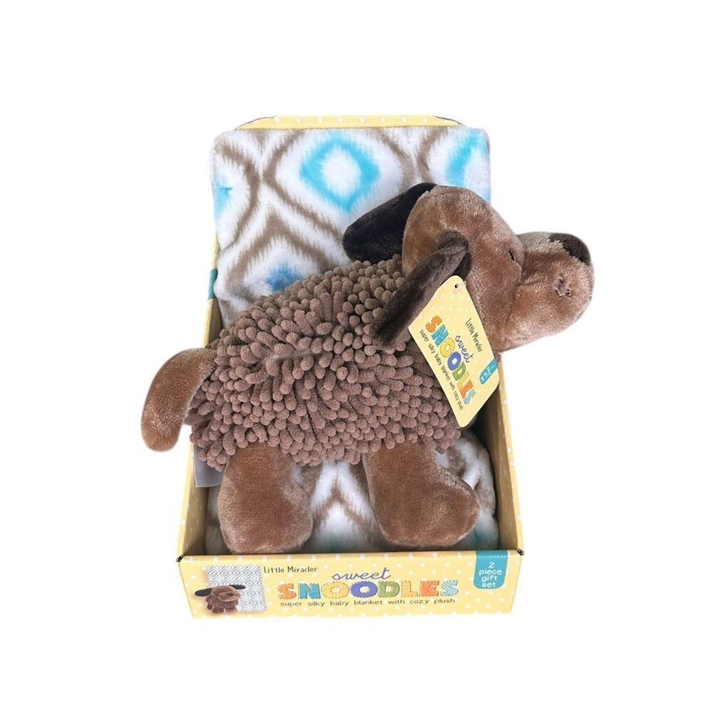 LITTLE MIRACLES "SWEET SNOODLES ~ BABY BLANKET & PLUSH DOG ~ 2 PIECE SET ~ NEW